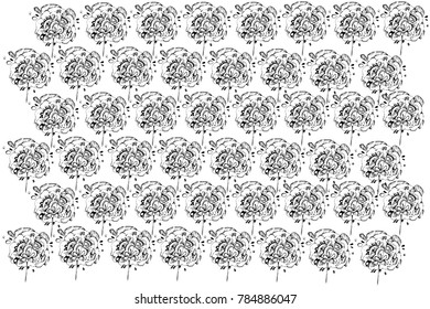 black and white vector sketch abstract flower
