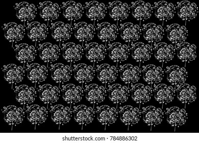 black and white vector sketch abstract flower