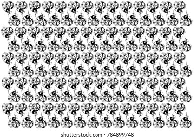 black and white vector sketch abstract flower