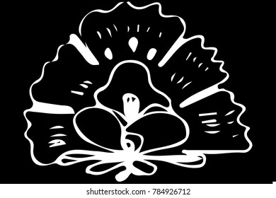 black and white vector sketch abstract flower