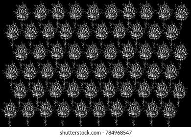 black and white vector sketch abstract flower