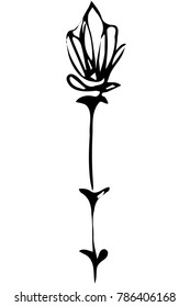 black and white vector sketch abstract flower