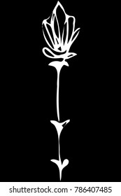 black and white vector sketch abstract flower