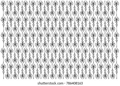 black and white vector sketch abstract flower