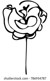 black and white vector sketch abstract flower