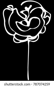 black and white vector sketch abstract flower