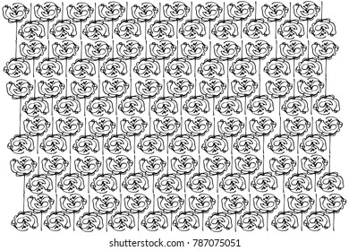black and white vector sketch abstract flower