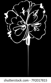 black and white vector sketch abstract flower