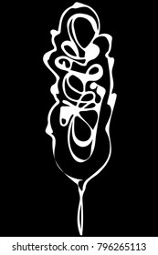 black and white vector sketch abstract flower