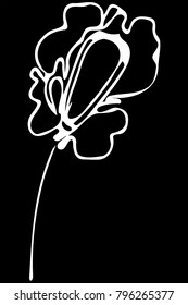 black and white vector sketch abstract flower