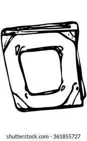 black and white vector sketch of ancient book in-bound