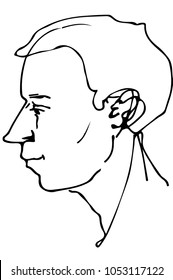 black and white vector sketch of a beautiful man profile