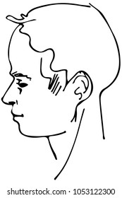 black and white vector sketch of a beautiful man profile