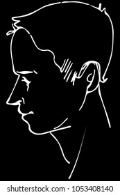 black and white vector sketch of a beautiful man profile