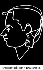 black and white vector sketch of a beautiful man profile