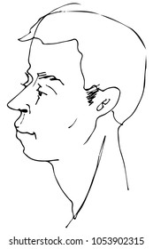 black and white vector sketch of a beautiful man profile