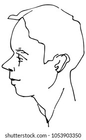 black and white vector sketch of a beautiful man profile