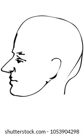 black and white vector sketch of a beautiful man profile