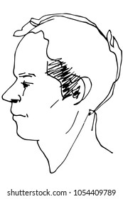 black and white vector sketch of a beautiful man profile