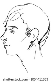 black and white vector sketch of a beautiful man profile
