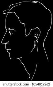 black and white vector sketch of a beautiful man profile