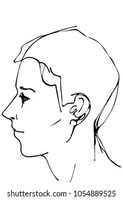 black and white vector sketch of a beautiful man profile
