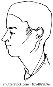 black and white vector sketch of a beautiful man profile