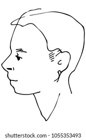 black and white vector sketch of a beautiful man profile