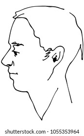 black and white vector sketch of a beautiful man profile