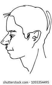 black and white vector sketch of a beautiful man profile