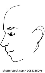 black and white vector sketch of a beautiful man profile
