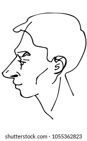 black and white vector sketch of a beautiful man profile
