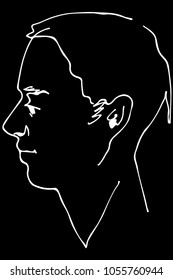 black and white vector sketch of a beautiful man profile