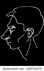 black and white vector sketch of a beautiful man profile
