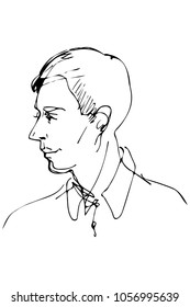 black and white vector sketch of a beautiful man profile