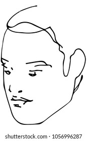 black and white vector sketch of a beautiful man profile