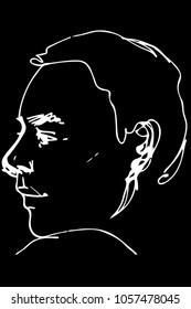 black and white vector sketch of a beautiful man profile