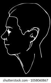 black and white vector sketch of a beautiful man profile