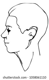black and white vector sketch of a beautiful man profile