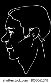 black and white vector sketch of a beautiful man profile