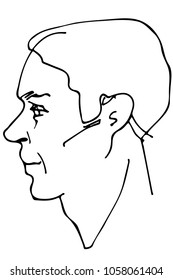 black and white vector sketch of a beautiful man profile