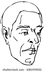black and white vector sketch of a beautiful man profile