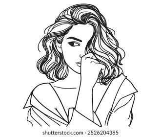Preto e branco vetor esboço linda menina