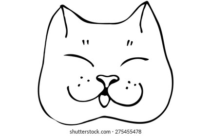 black and white vector sketch beautiful cat muzzlek