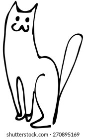 black and white vector sketch of a cat sitting