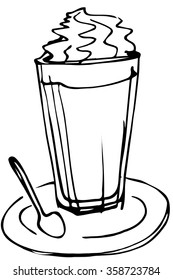 black and white vector sketch cup whipping cream
