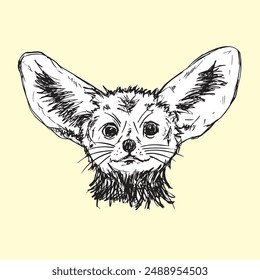 black and white vector sketch of a cute dog on a light background