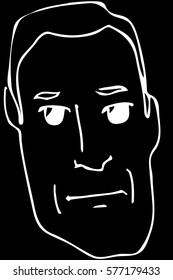 black and white vector sketch of the face of an adult male