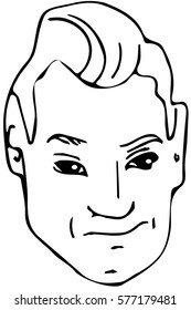 black and white vector sketch of the face of an adult male