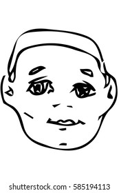 black and white vector sketch of the face of a handsome young man